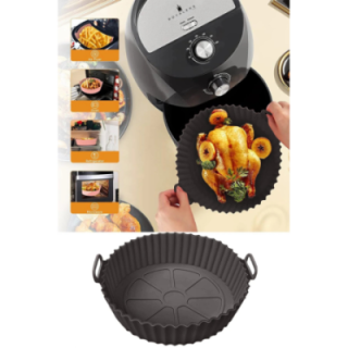 Airfryer Siyah Silikon Pişirme Kabı Airfryer Pişirme Tabanı 20 x 5 cm
