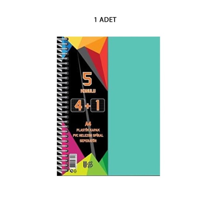 Spiralli PP Kapak 4+1 125 Yaprak Ayraçlı Defter