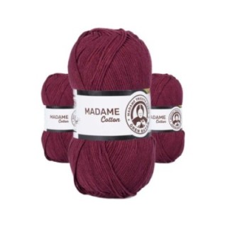 3 Adet Madame Cotton El Örgü İpi Yünü 100 gr 010 Bordo
