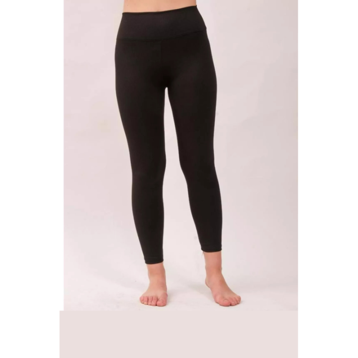 Siyah Yüksek Bel Fitilli Kadın Tayt Yazlık 2001