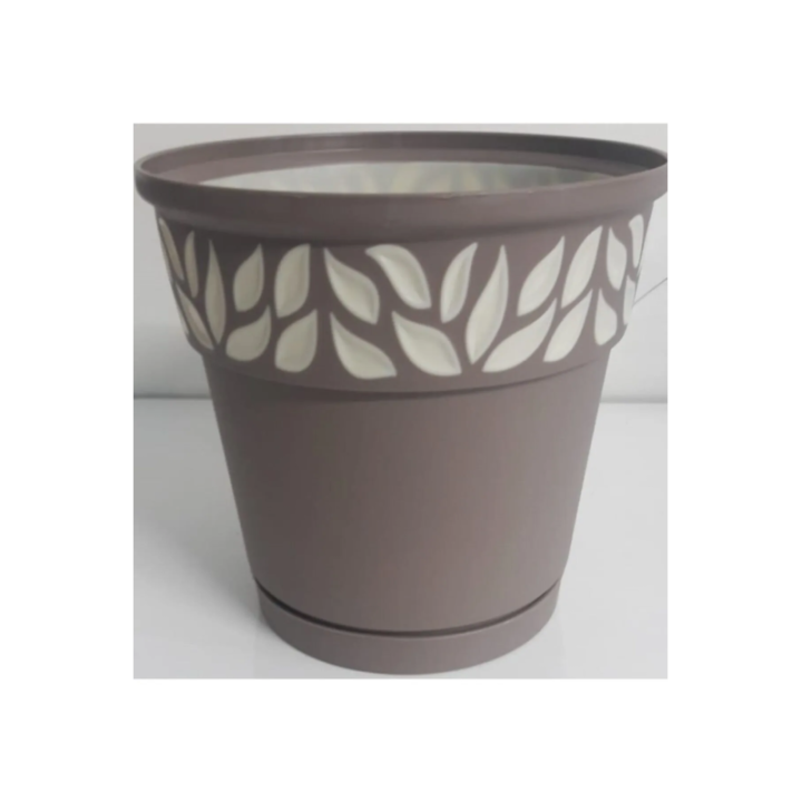 2,25 Litre Kapasiteli Şık Görselli Çift Renkli Saksı Royaleks-AK618