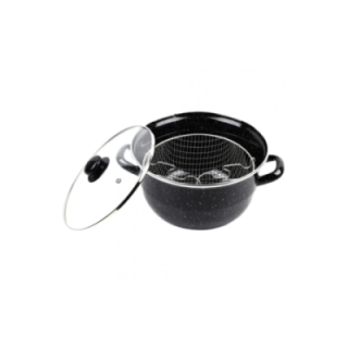 Emaye Kızartma Tenceresi Siyah Kırçıllı 24 Cm Royaleks-69115