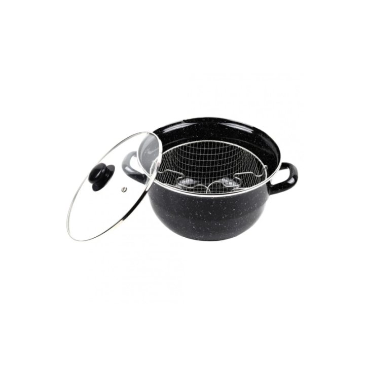 Emaye Kızartma Tenceresi Siyah Kırçıllı 24 Cm Royaleks-69115