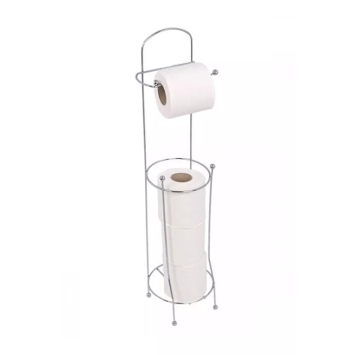 Ayaklı Krom Kaplama Metal Yedek Hazneli Tuvalet Kağıdı Tutucu Royaleks