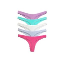 5 Adet Pamuklu Kadın Klasik Dantelli String Tanga