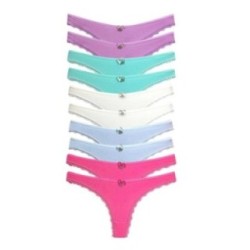 10 Adet Pamuklu Kadın Klasik Dantelli String Tanga