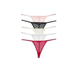 5 Adet Önü Dantelli Kadın İp Tanga String İpkini