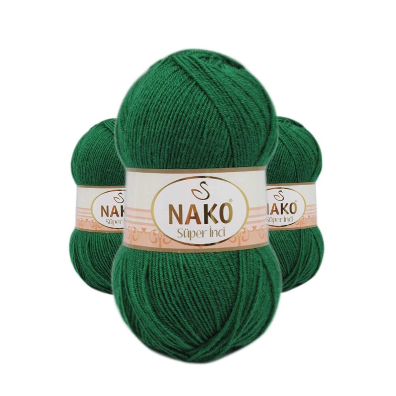 3 Adet Süper İnci El Örgü İpi 100 gr Yeşil 10026
