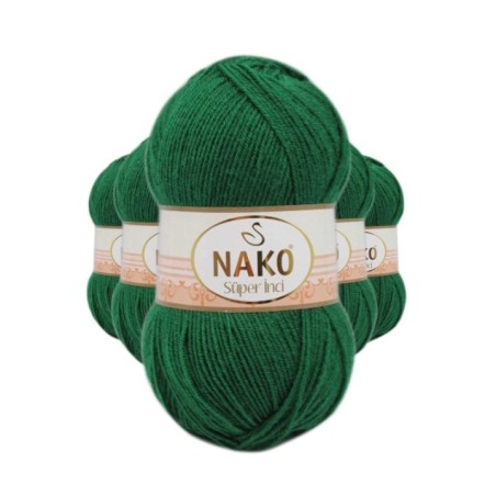 5 Adet Süper İnci El Örgü İpi 100 gr Yeşil 10026