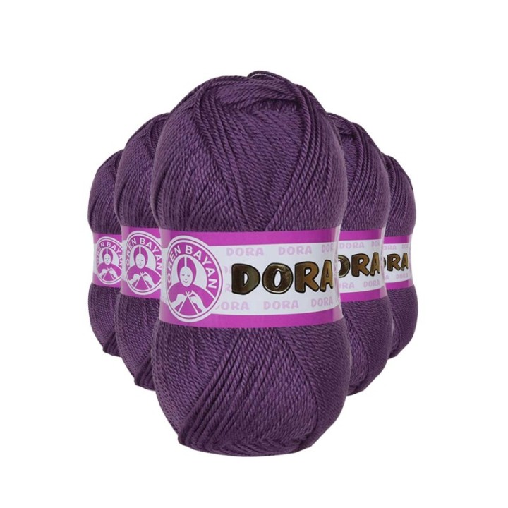 5 Adet Dora El Örgü İpi Yünü 100 gr 104 Mor