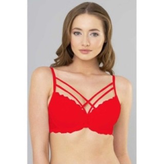 Çapraz İpli Dantelli Silikonlu Boş Sütyen Kırmızı