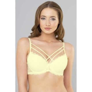 Çapraz İpli Dantelli Silikonlu Boş Sütyen Ekru