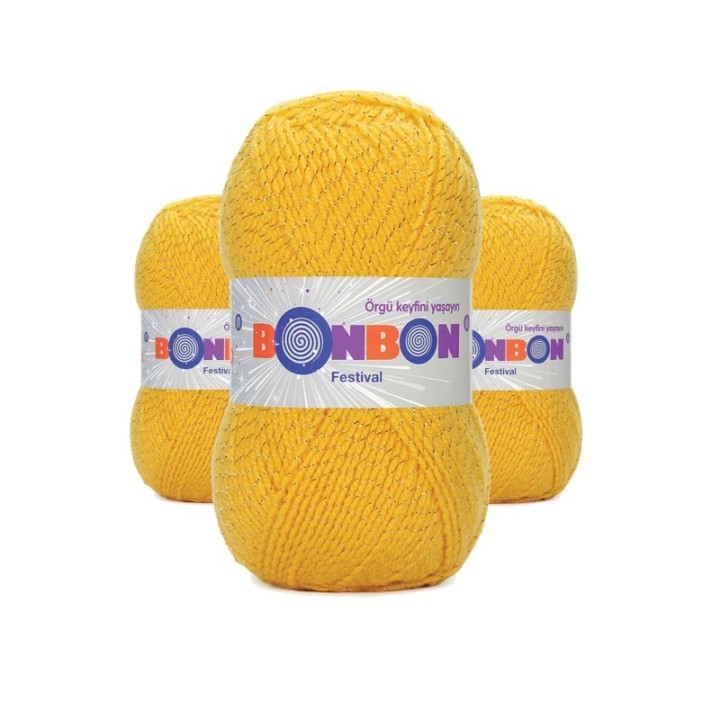 3 Adet Festival Simli Örgü İpi Yünü Renk No:217