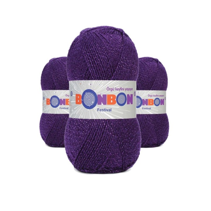3 Adet Festival Simli Örgü İpi Yünü Renk No:232