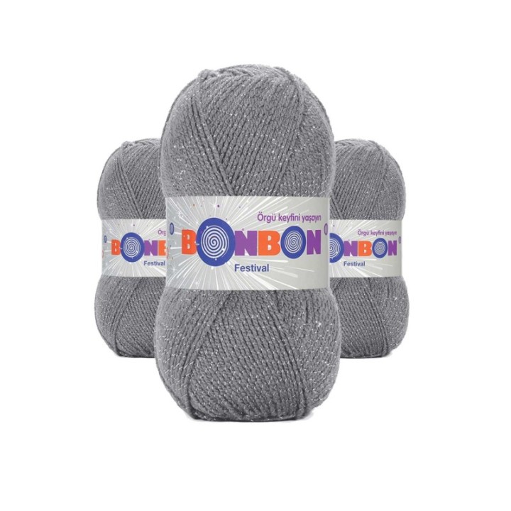 3 Adet Festival Simli Örgü İpi Yünü Renk No:233