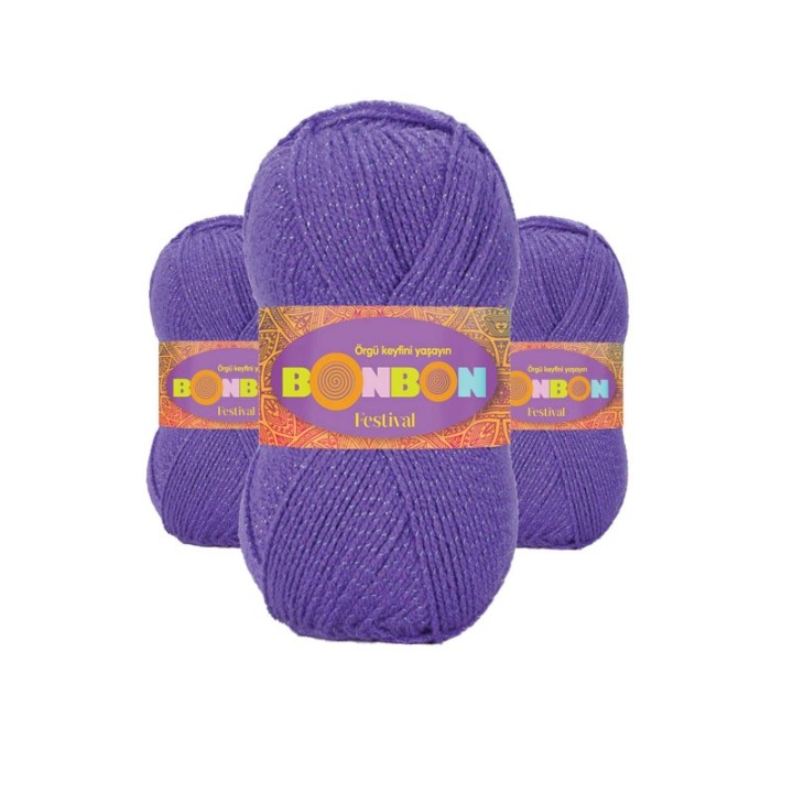 3 Adet Festival Simli Örgü İpi Yünü Renk No:241