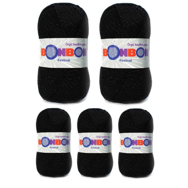 5 Adet Festival Simli Örgü İpi Yünü Renk No:206