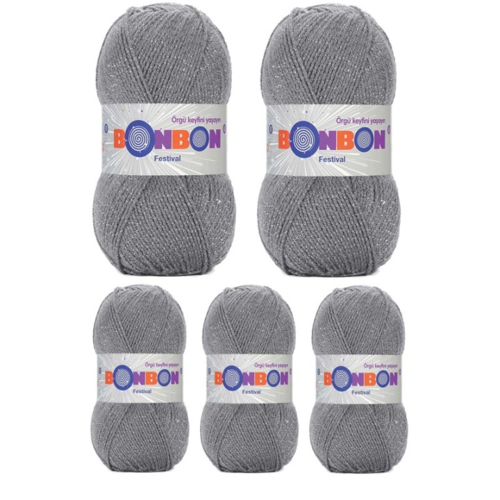 5 Adet Festival Simli Örgü İpi Yünü Renk No:233