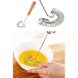 Bambu Saplı Paslanmaz Çelik Yaylı Çırpma Teli Karıştırıcı | Saplı Yumu
